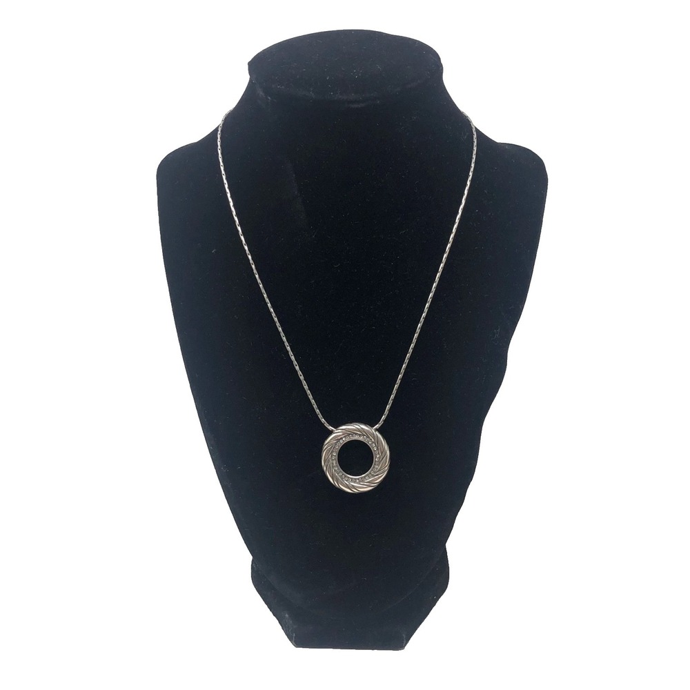 Brighton Inner Circle Pendant Necklace Rhinestone Two Tone Reversible Womens‎